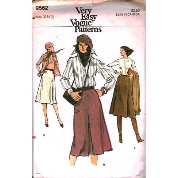 Vogue Other - Vintage Vogue 9562 Sewing Pattern Misses A-Line Skirt Pleated Size‎ 26.5 Waist